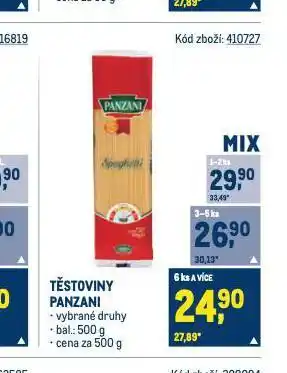 Makro Panzani těstoviny nabídka