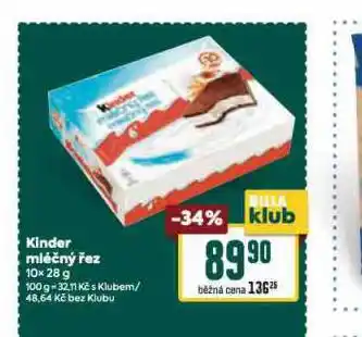 Kinder mléčný řez