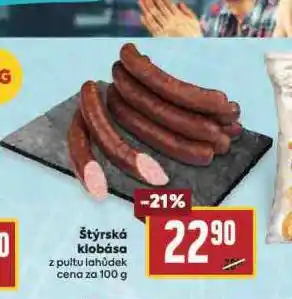 Billa Štýrská klobása nabídka