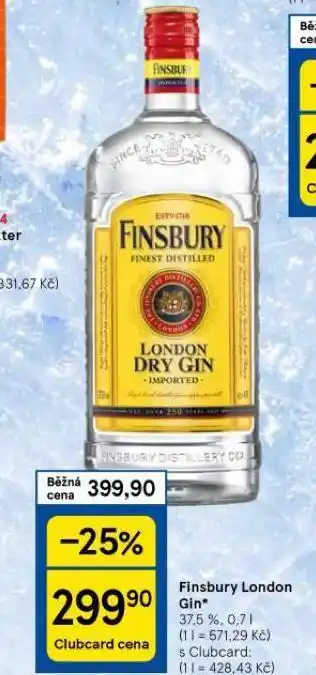 Tesco Finsbury london dry gin nabídka