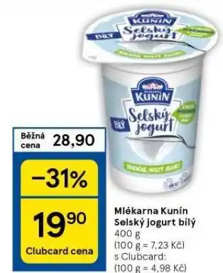 Tesco Kunín selský jogurt nabídka