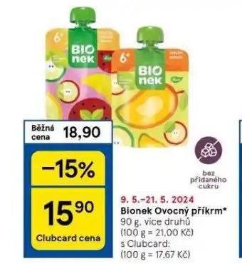 Tesco Bionek ovocný příkrm nabídka