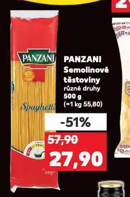 Kaufland Panzani semolinové těstoviny nabídka