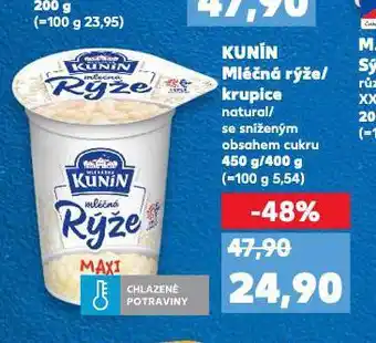 Kaufland Kunín mléčná rýže / krupice nabídka