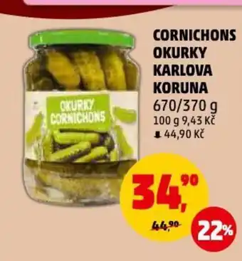 Penny Market CORNICHONS OKURKY KARLOVA KORUNA nabídka