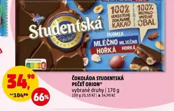 Penny Market ČOKOLÁDA STUDENTSKÁ PEČEŤ ORION nabídka
