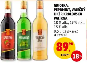 Penny Market GRIOTKA, PEPRMINT, VAJEČNÝ LIKÉR KRÁLOVSKÁ PALÍRNA 0.5L nabídka