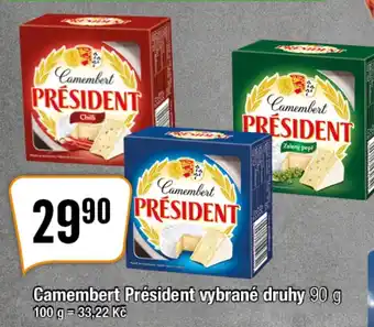 TEMPO Camembert Président vybrané druhy nabídka