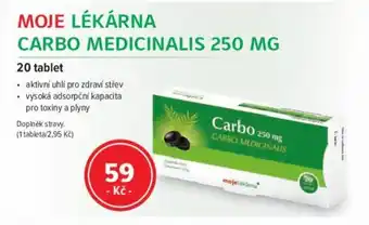 mojelekarna.cz MOJE LÉKÁRNA CARBO MEDICINALIS 250 MG 20 tablet nabídka