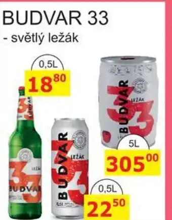 BENE Nápoje BUDVAR 33 0.5L nabídka