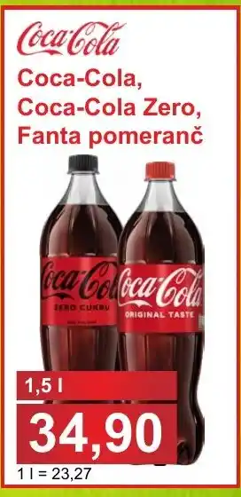 PLUS JIP Coca-Cola, Coca-Cola Zero, Fanta pomeranč 1.5L nabídka