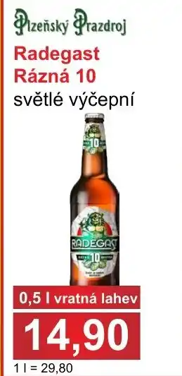 PLUS JIP Radegast Rázná 10 světlé výčepní 0.5L nabídka