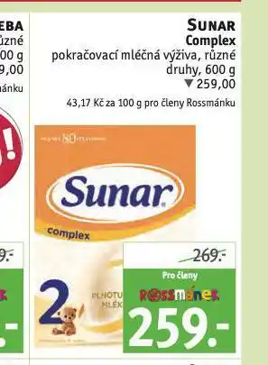 Rossmann Sunar complex pokračovací mléčná výživa nabídka