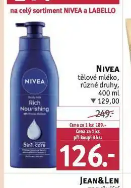 Rossmann Nivea tělové mléko nabídka