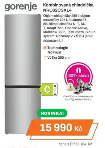 Expert gorenje Kombinovaná chladnička NRC62CSXL4 nabídka