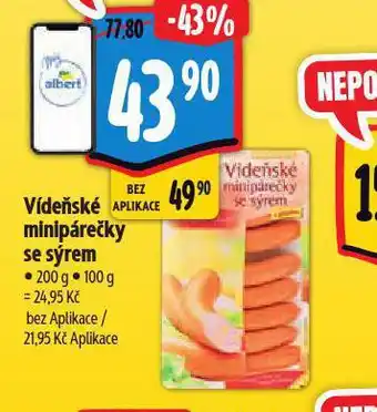 Albert Vídeňské minipárečky se sýrem nabídka