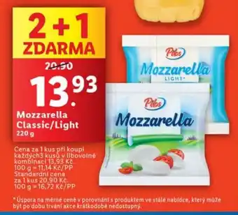 Lidl Mozzarella Classic/Light 220 g nabídka