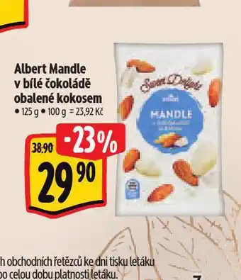 Albert Albert mandle v bílé čokoládě obalené kokosem nabídka