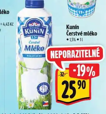 Albert Kunín čerstvé mléko 1,5% nabídka