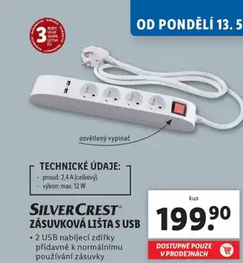Lidl ZÁSUVKOVÁ LIŠTA S USB nabídka