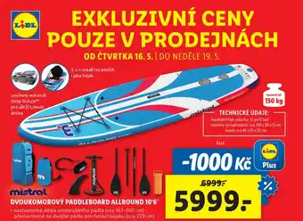 Lidl DVOUKOMOROVÝ PADDLEBOARD ALLROUND 10'6" nabídka