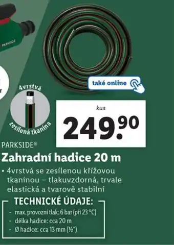 Lidl Zahradní hadice 20 m nabídka