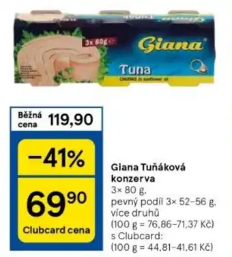 Tesco Giana Tuňáková konzerva nabídka