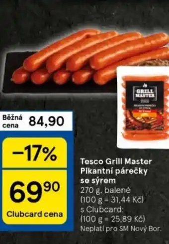 Tesco Tesco Grill Master Pikantní párečky se sýrem nabídka