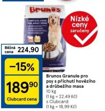 Tesco Brunos Granule pro psy s příchutí hovězího a drůbežího masa nabídka