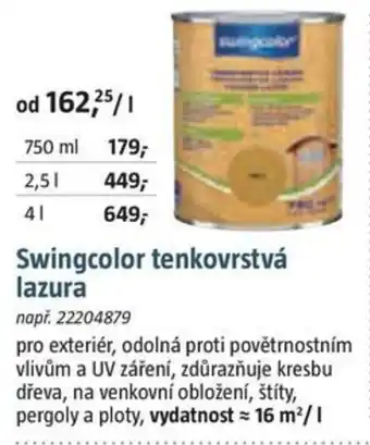 Bauhaus Swingcolor tenkovrstvá lazura nabídka