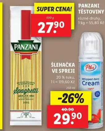 Lidl Panzani těstoviny nabídka