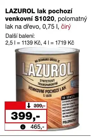 Barvy a laky drogerie LAZUROL lak pochozí venkovní S1020 nabídka