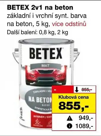 Barvy a laky drogerie BETEX 2v1 na beton nabídka