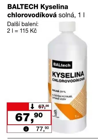 Barvy a laky drogerie BALTECH Kyselina chlorovodíková solná, 1 l. nabídka