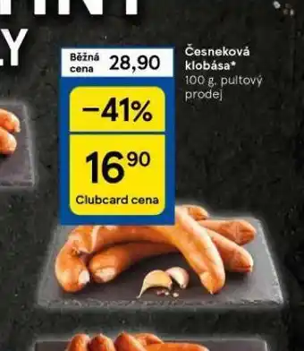 Tesco Česneková klobása nabídka