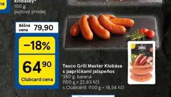 Tesco Klobása s papričkami jalapeňos nabídka