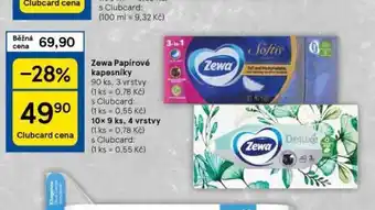 Tesco Zewa papírové kapesníky nabídka