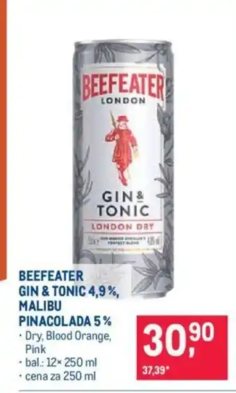 Makro BEEFEATER GIN & TONIC 4,9%, MALIBU PINACOLADA 5% nabídka