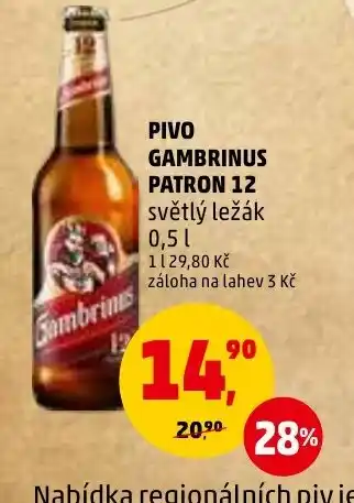 Penny Market PIVO GAMBRINUS PATRON 12 0.5L nabídka