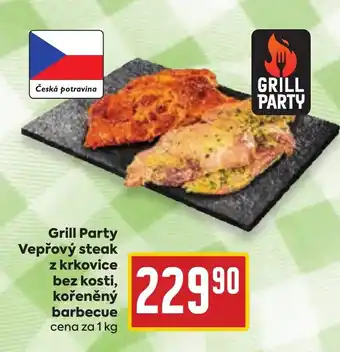 Billa Grill Party Vepřový steak z krkovice bez kosti, kořeněný barbecue nabídka