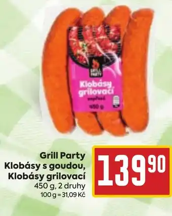 Billa Grill Party Klobásy s goudou, Klobásy grilovací nabídka