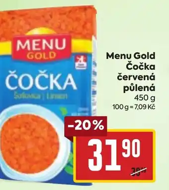 Billa Menu Gold Čočka červená půlená nabídka