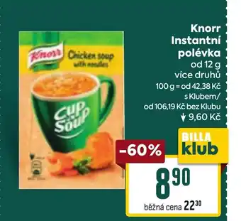 Billa Knorr Instantní polévka nabídka