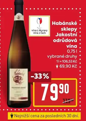 Billa Habánské sklepy Jakostní odrůdová vína nabídka