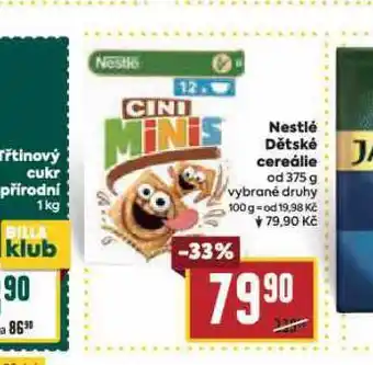 Billa Nestlé dětské cereálie nabídka