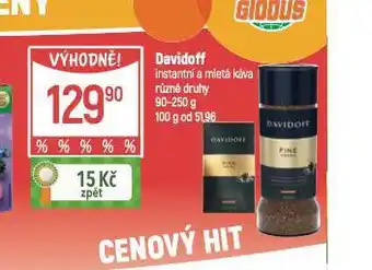 Globus Davidoff instantní mletá káva nabídka