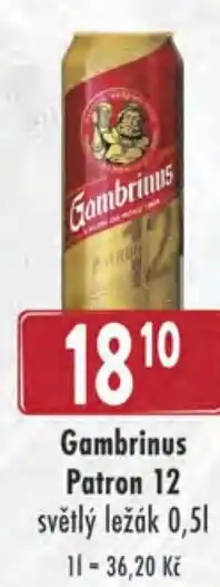 Astur&Qanto Gambrinus Patron 12 světlý ležák 0,5L nabídka