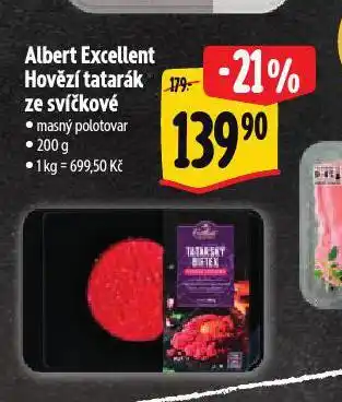 Albert Albert excellent hovězí tatarák ze svíčkové nabídka