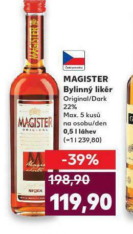 Kaufland Magister bylinný likér nabídka