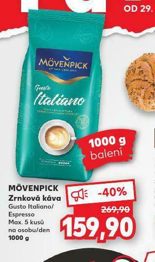 Kaufland Mövenpick zrnková káva nabídka